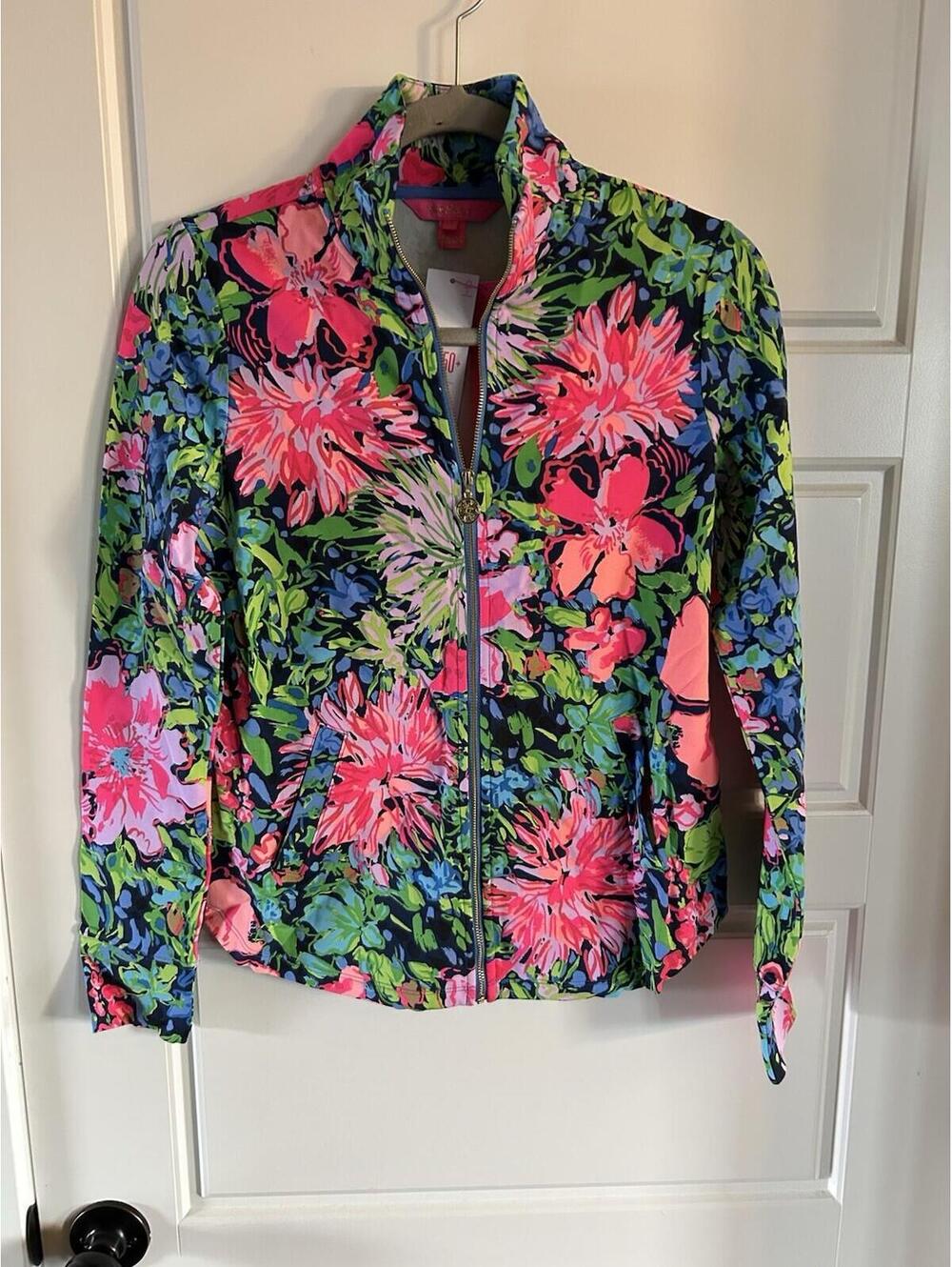LILLY PULITZER Women's HALF ZIP UP FLORAL JACKET  Leona SIZE XXS $108